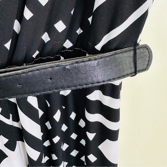 CHETTA B Women’s Geometric Print Mini to Midi Sleeveless Belted Dress, Size 8 - Picture 6 of 12